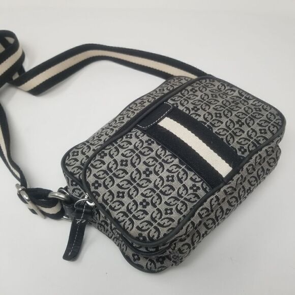Canvas like crossbody Fossil bag. Black, Off white. - Picture 1 of 15